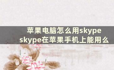 苹果电脑怎么用skype skype在苹果手机上能用么